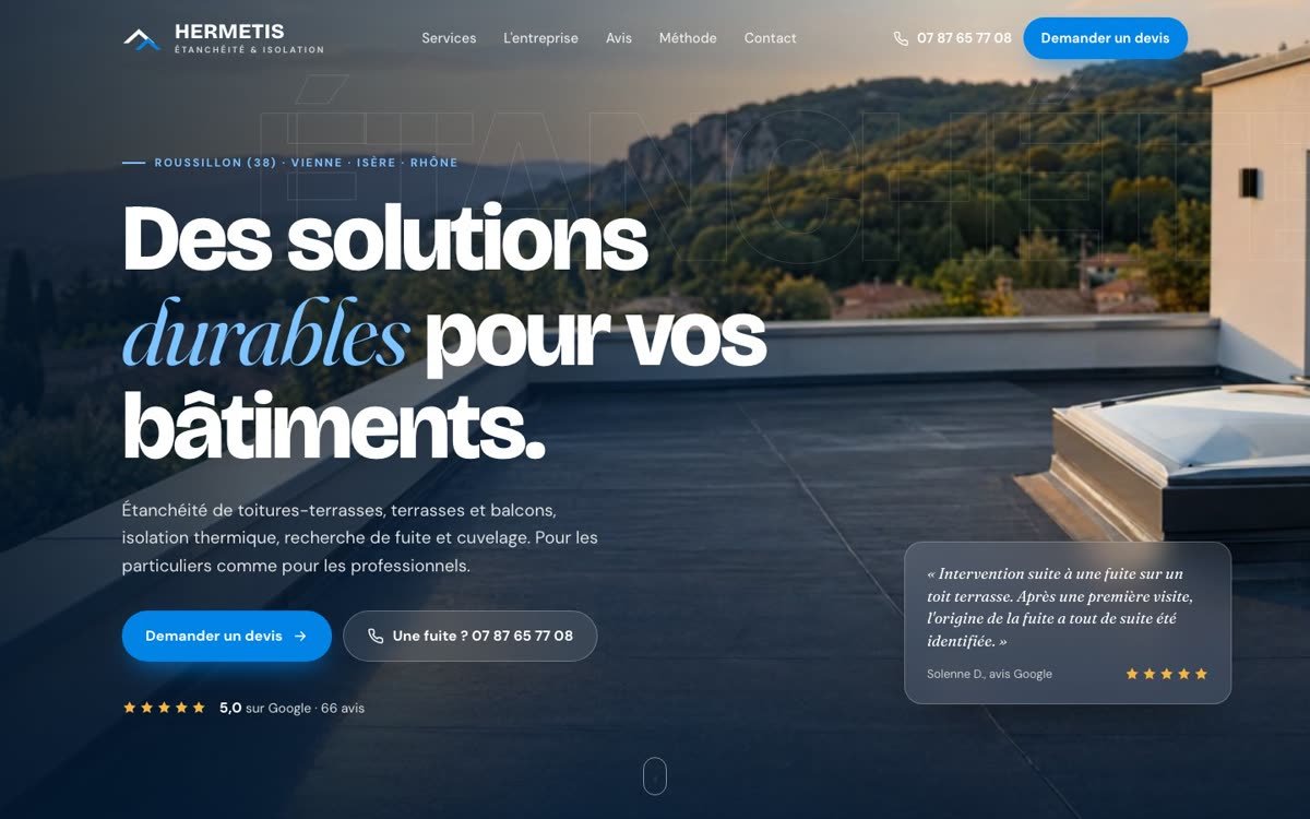 Site internet créé par Floragency pour Hermetis